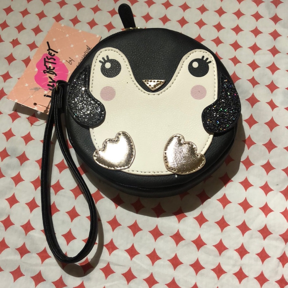 Betsey Johnson Penguin Wristlet Bag - Black and White